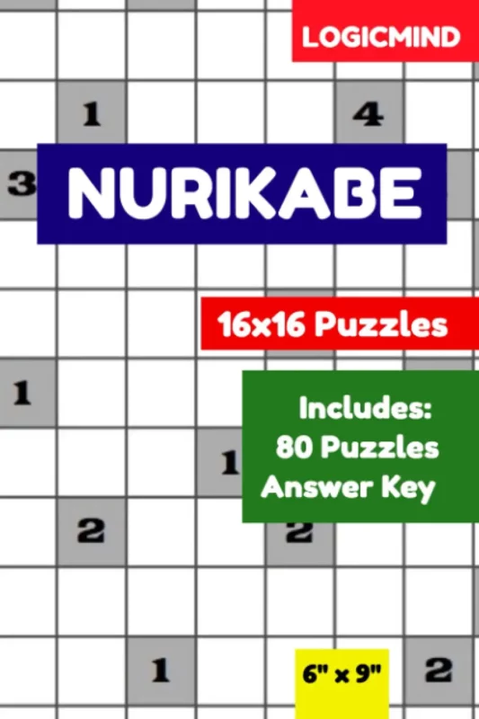 LogicMind Nurikabe 16×16 Grid Puzzle Book: 80 Puzzles with Answer Key, 6×9 Inch Book