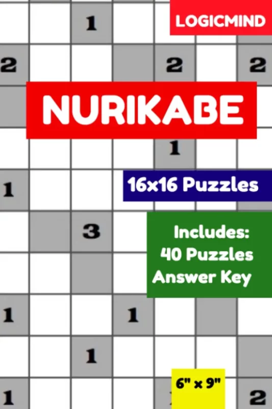 LogicMind Nurikabe 16×16 Grid Puzzle Book: 40 Puzzles with Answer Key, 6×9 Inch Book