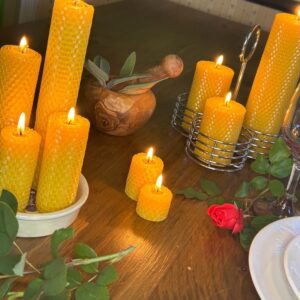 Handmade Pure Beeswax Honeycomb Votive Candle, 1.75" h, 1.5" d , Eco-Friendly & Natural
