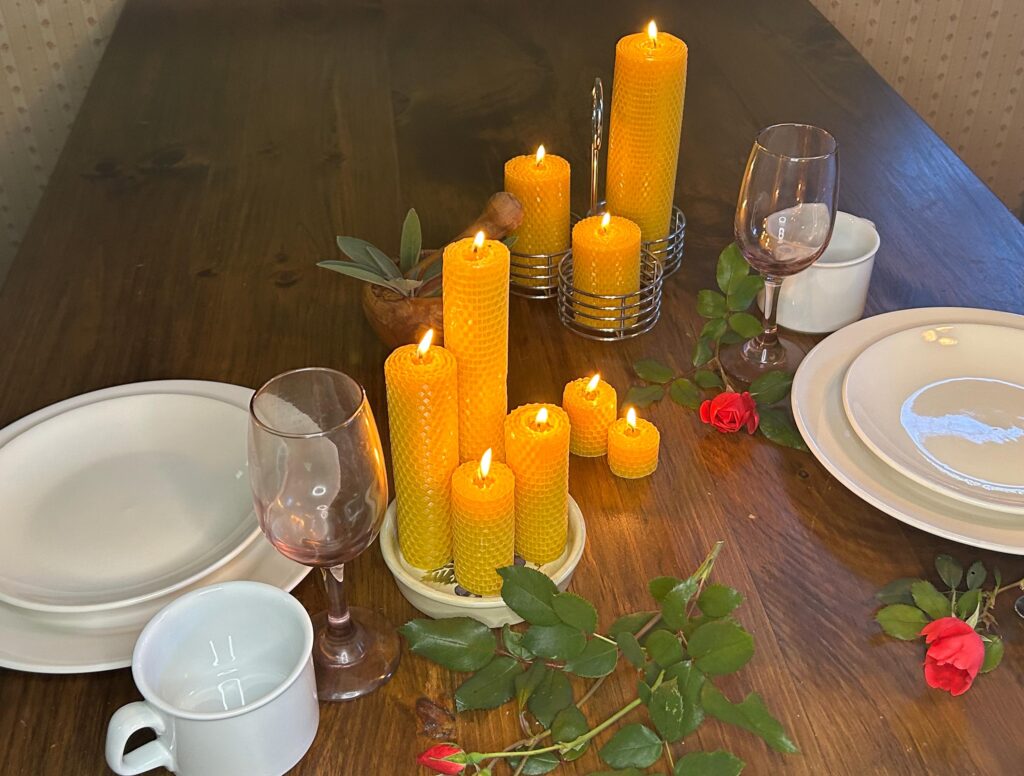 Handmade Pure Beeswax Honeycomb Pillar Candle, Pure Natural Honey Scented