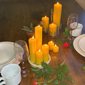 Handmade Pure Beeswax Honeycomb Pillar Candle, Pure Natural Honey Scented