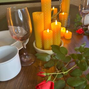 Handmade Pure Beeswax Honeycomb Petite Pillar Candle, 5.5" H, 1.5" d , Eco-Friendly & Natural