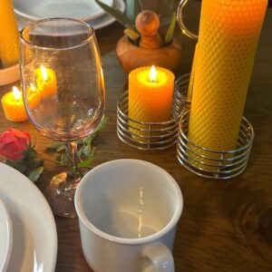 Handmade Pure Beeswax Honeycomb Large Pillar Candle, 7.75" H, 2.125", Natural & Eco-Friendly