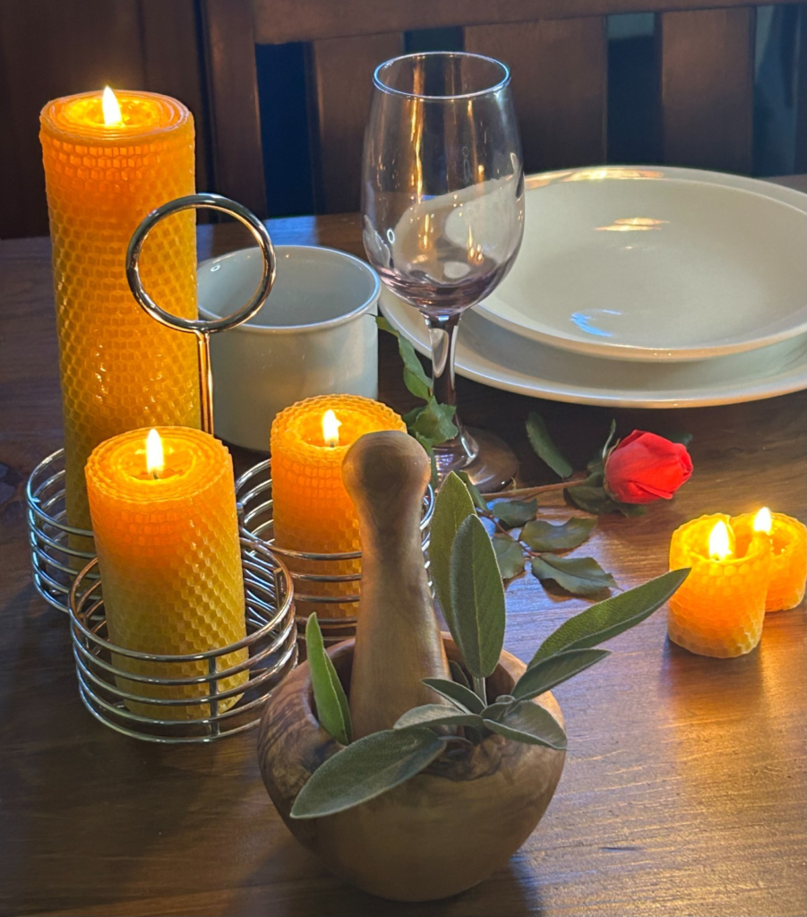 Handmade Pure Beeswax Honeycomb Short Pillar Candle, 3.875" H, 2.125" d, Natural & Eco-Friendly