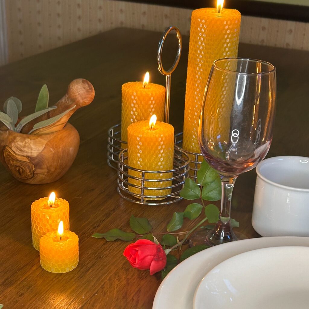 Handmade Pure Beeswax Honeycomb Votive Candle, 2.125" h, 1.5" d , Eco-Friendly & Natural